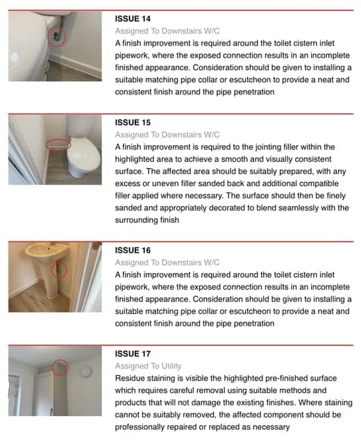 A page from one of our inspection reports A page from one of our inspection reports